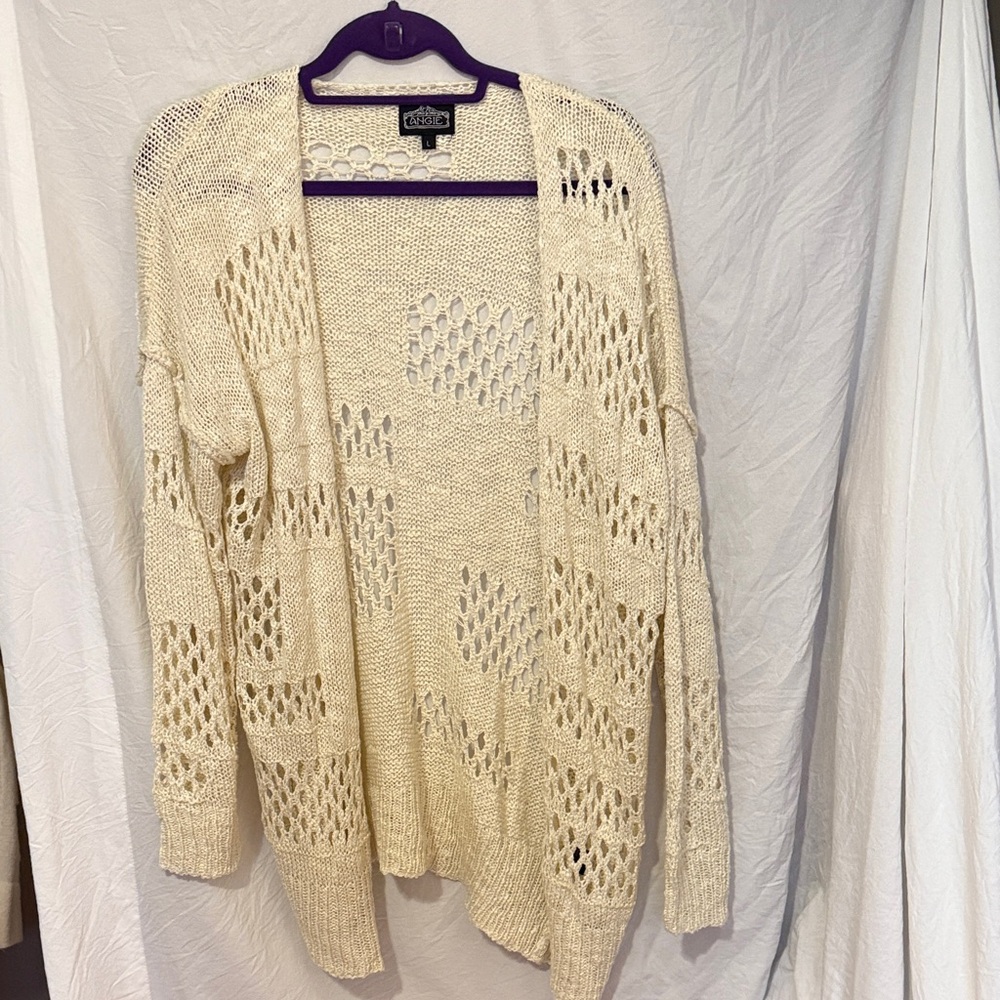 Angie Cream Open-Knit Cardigan
